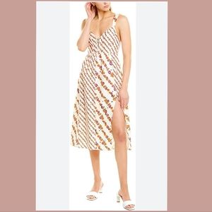 NWT For Love & Lemons Georgia Linen-Blend Floral Midi Dress, Medium